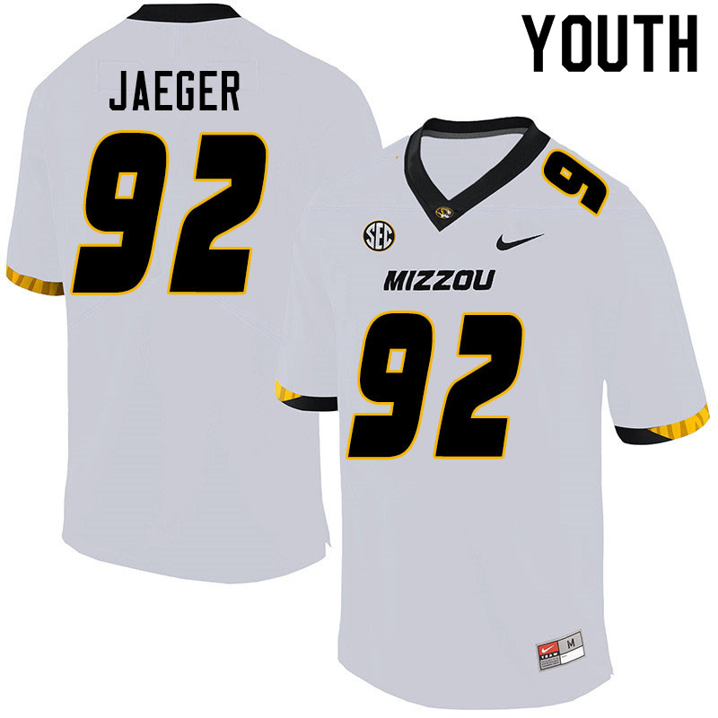 Youth #92 Matthew Jaeger Missouri Tigers College Football Jerseys Sale-White - Click Image to Close